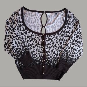 Y2K Guess Animal Print Rhinestone Cardigan